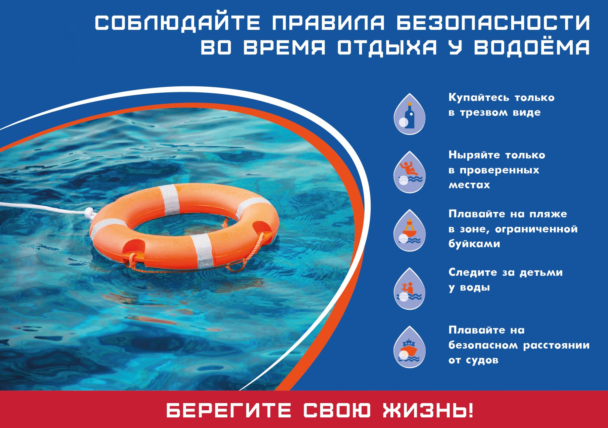 ПАМЯТКА ПО ПРАВИЛАМ БЕЗОПАСНОСТИ НА ВОДОЁМАХ.
